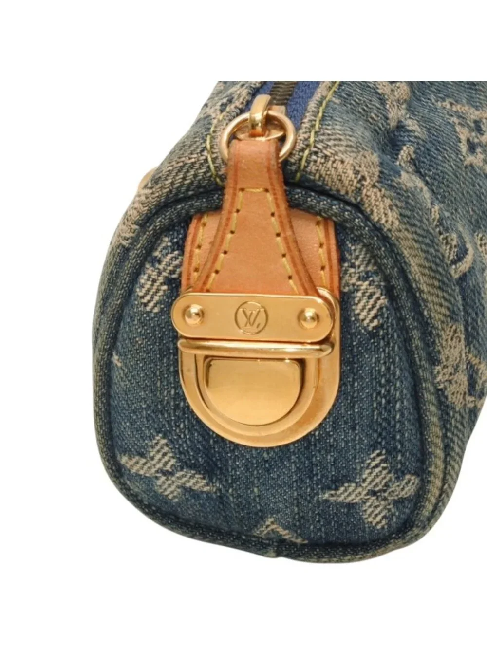 Louis Vuitton Monogram Denim Mini Trousse Speedy PM Strap Blue Handbag